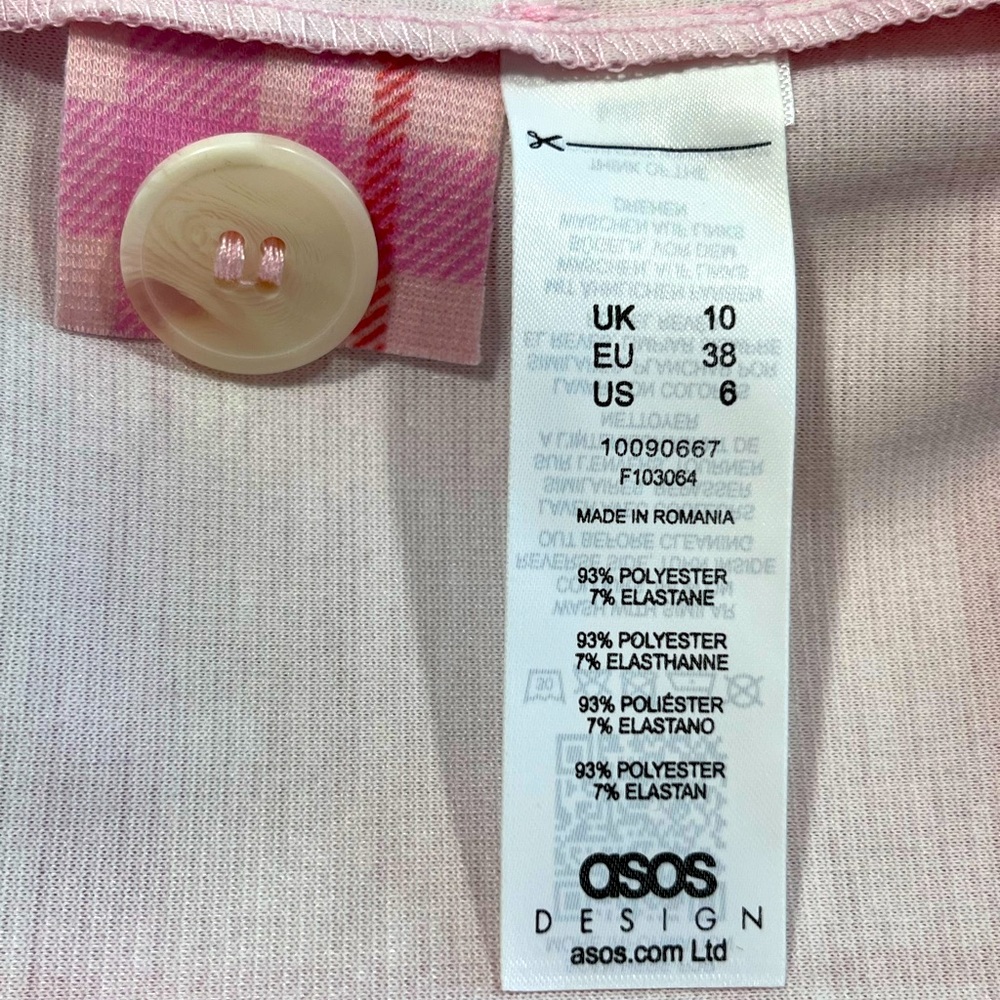 ASOS Design Pink Plaid Oversized Longline Blazer US 6 Preppy Chic - Picture 8 of 9